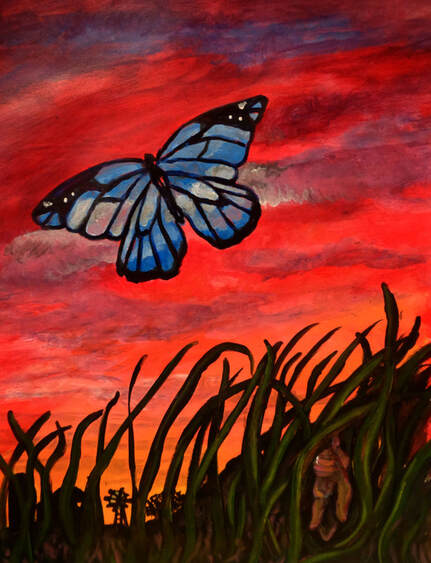 new day, infant loss, butterfly, crysalis, sunset, Deborah King