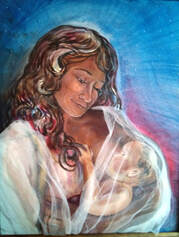nursing mother, madonna and child painting