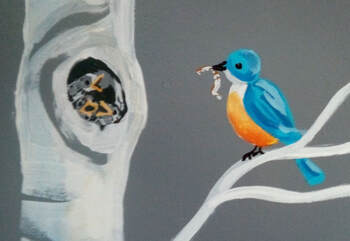 bird mural for nursury